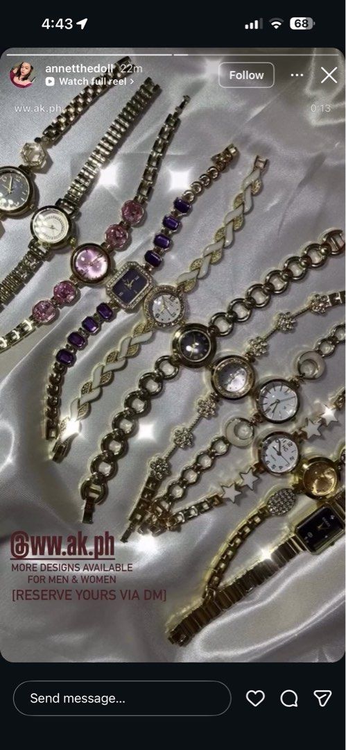 Silver/Gold Fashion Watch (Category: Women's Watches) located in Manila. Submitted by ak.kini (Listing ID 1462066444, Image 1). Description: SALE 💕 [Get 3 for only = ₱777] +All working (battery operated) +Non-tarnish upon proper care +With box +Perfect for personal use/gift + Manage your expectations, this is a fashion watch +MOP: Gcash/Paypal Payment/ shipping details will be provided via DM. Orders are only confirmed once payment is received. 