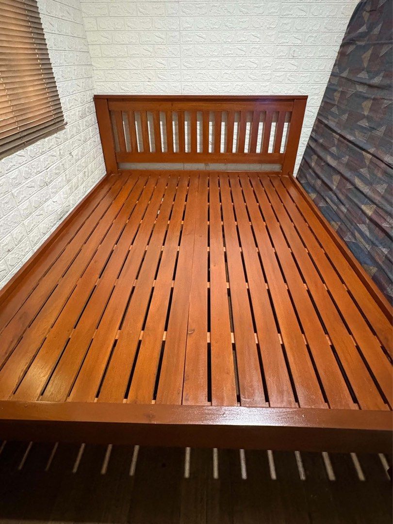 Solid Mahogany King Size Bed Frame - Move Out Sale (Category: Bed Frames & Mattresses) located in Quezon City. Submitted by zealfox-17 (Listing ID 1462072592, Image 2). Description: - Solid Mahogany King Size Bed Frame - Dimensions: 80" (L) x 60" (W) x 18" (H) - Easy to Assemble - High-Quality Furniture - Ideal for New Bedroom Setups - Price: Php 16,500 - Limited Time Offer!.