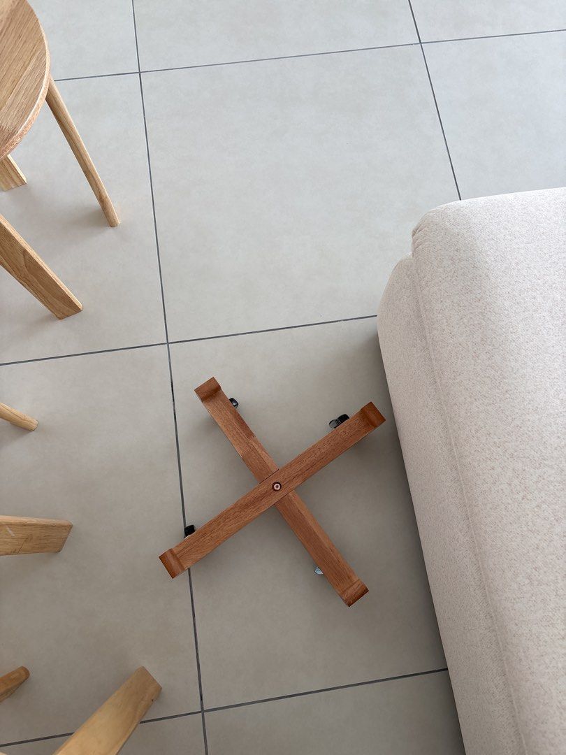 Solid Wood Round Stackable Stool with 3 Stools (Category: Tables & Sets) located in Kuala Lumpur. Submitted by funnychicken9821 (Listing ID 1462077512, Image 3). Description: - Set includes 4 solid wood round stools with wheels - Comes with 4 matching solid wood round stools - Natural wood finish - Sturdy and durable construction - Ideal for living room use or as convenient extra seating NOTE: 4 original stools but 1 stool has a broken leg .