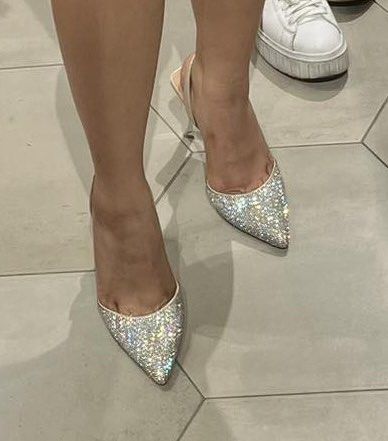 Sparkly Pointed Toe Slingback Heels (Category: Heels) located in Pasig City. Submitted by _dar_ (Listing ID 1462182588, Image 2). Description: - Eye-catching rhinestone-covered heels - Elegant pointed toe design - Secure and stylish slingback strap - Chic clear stiletto heel - Ideal for parties and elevating your look - Stunning under lights.