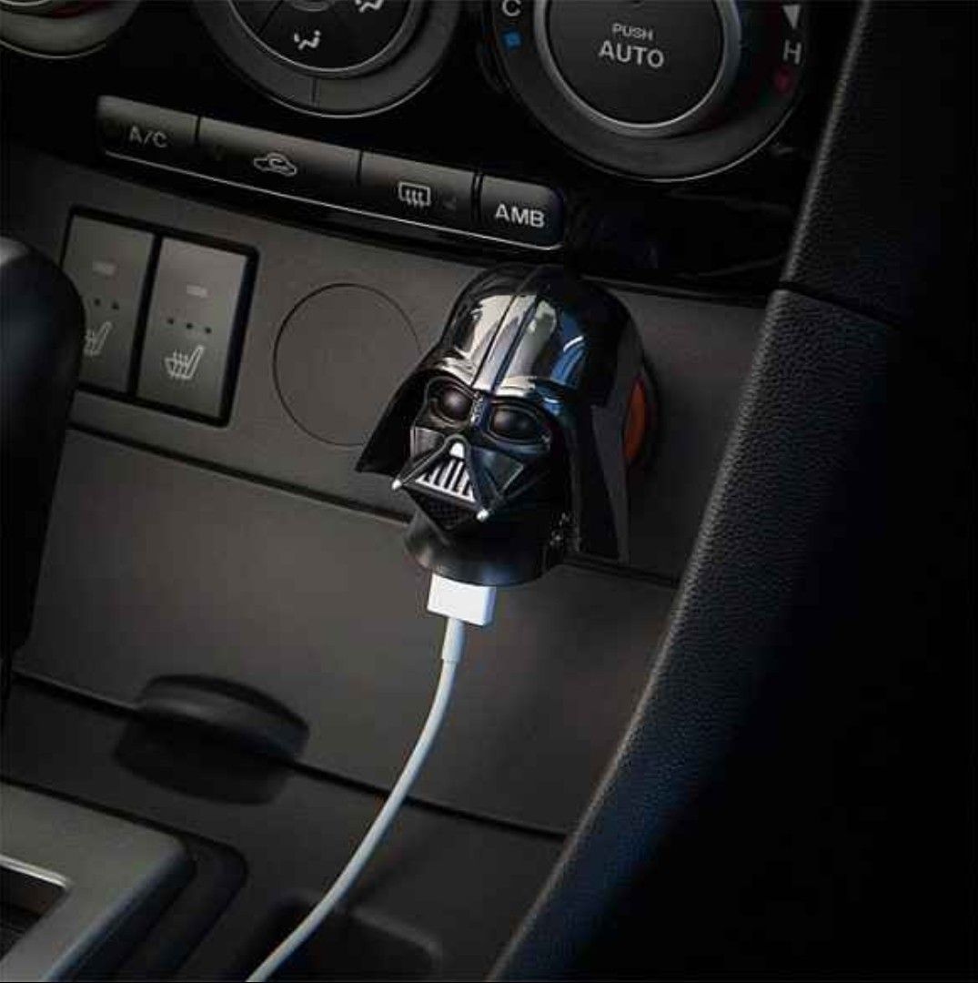 Star Wars Darth Vader USB Car Charger (Category: Western Merchandise) located in Manila. Submitted by jannnoskiii (Listing ID 1462108540, Image 1). Description: - Officially licensed Star Wars Darth Vader car charger. - Plugs into your car's 12V socket. - USB port for charging iPhones, smartphones, iPads, and other devices. - Pivoting arm for adjustable viewing angle. - Perfect for any Star Wars fan on the go..