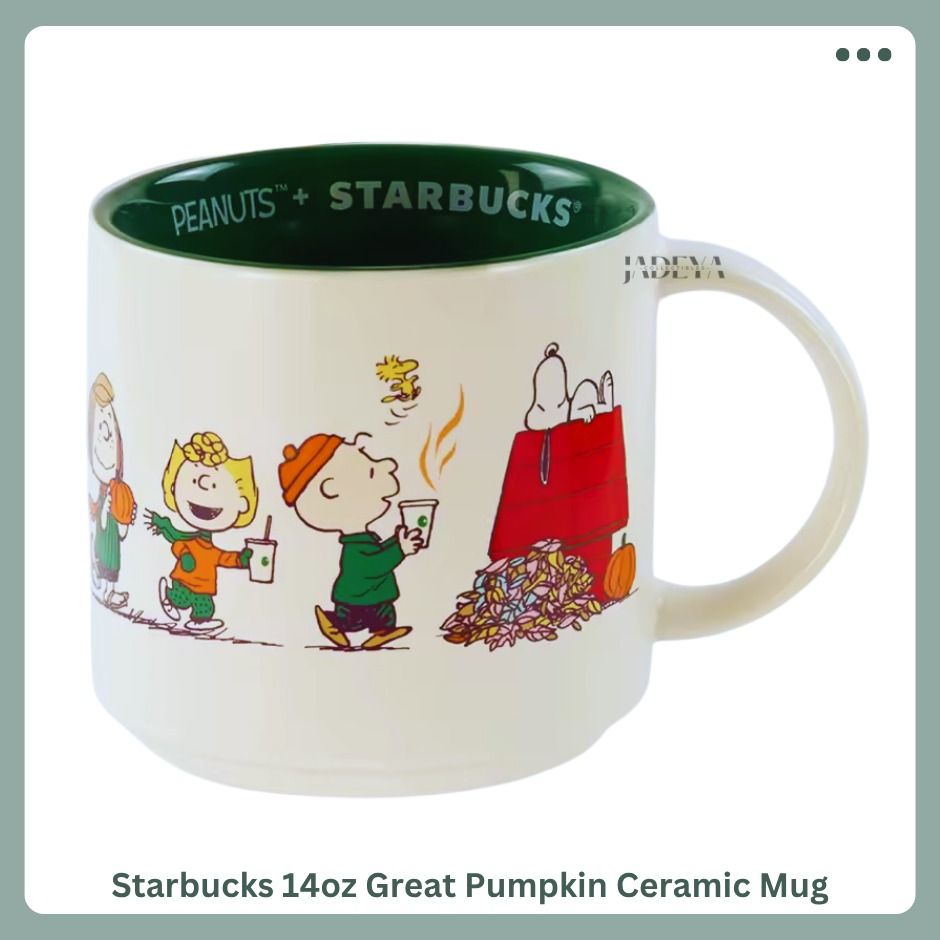 Starbucks 14oz Great Pumpkin Ceramic Mug (Category: Water Bottles & Tumblers) located in Mandaluyong City. Submitted by j4d3y4.collectibles (Listing ID 1462187342, Image 2). Description: FEATURES: > Material: Stoneware ceramic mug > Matte-glazed exterior with full-wrap decal > Glossy-glazed interior with lockup decal > Includes rigid box packaging CARE & USAGE: > Suitable for hot and cold beverages > Microwave and dishwasher safe .