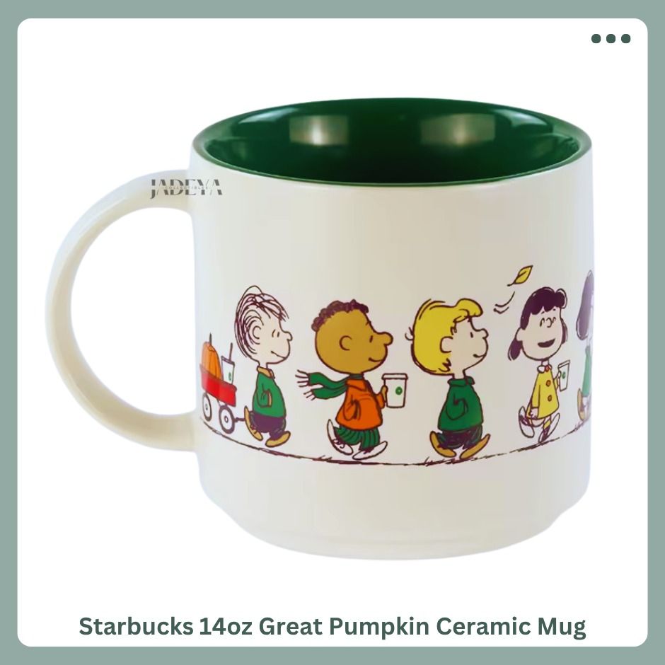 Starbucks 14oz Great Pumpkin Ceramic Mug (Category: Water Bottles & Tumblers) located in Mandaluyong City. Submitted by j4d3y4.collectibles (Listing ID 1462187342, Image 3). Description: FEATURES: > Material: Stoneware ceramic mug > Matte-glazed exterior with full-wrap decal > Glossy-glazed interior with lockup decal > Includes rigid box packaging CARE & USAGE: > Suitable for hot and cold beverages > Microwave and dishwasher safe .