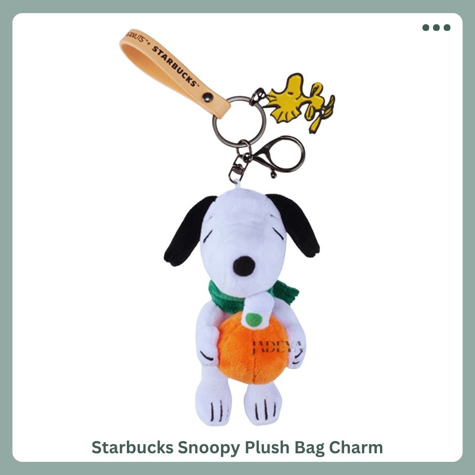 Starbucks Snoopy Plush Bag Charm (Category: Character Goods) located in Mandaluyong City. Submitted by j4d3y4.collectibles (Listing ID 1462184837, Image 2). Description: FEATURES: > Material: 100% polyester fabric and stuffing; zinc alloy metal pendant with electroplated finish; PU handle > PEANUTS-themed design > Soft plush construction with embroidered details > Metal pendant with clear lacquer coating > PU handle with screen-printed details CA