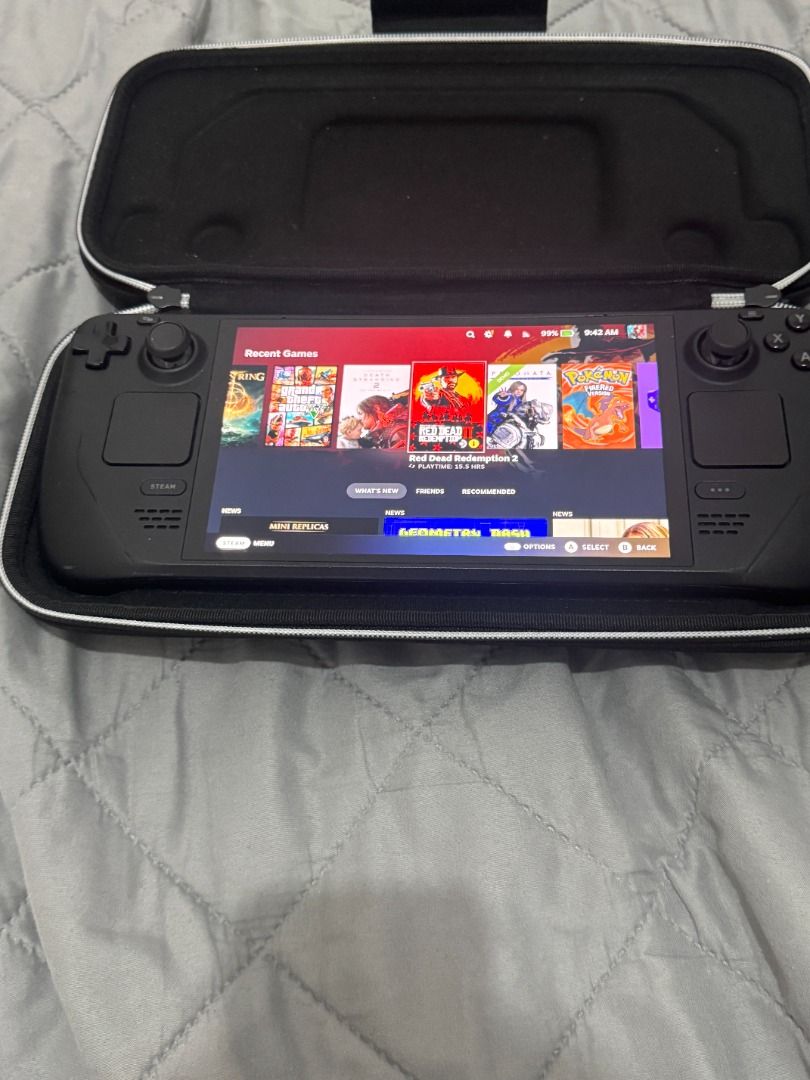 Steam Deck OLED 1TB Complete Set - Box, Case & Charger (Category: Others) located in Caloocan City. Submitted by quickfox.ef7270 (Listing ID 1462190003, Image 2). Description: Steam Deck OLED 1TB, fully working and in good condition. Includes original carrying case, box and charger. There is a small cosmetic mark near the right grip (shown clearly in the last photo); it may clean off, but I have not tried. Charger cable is worn but works. Cash on