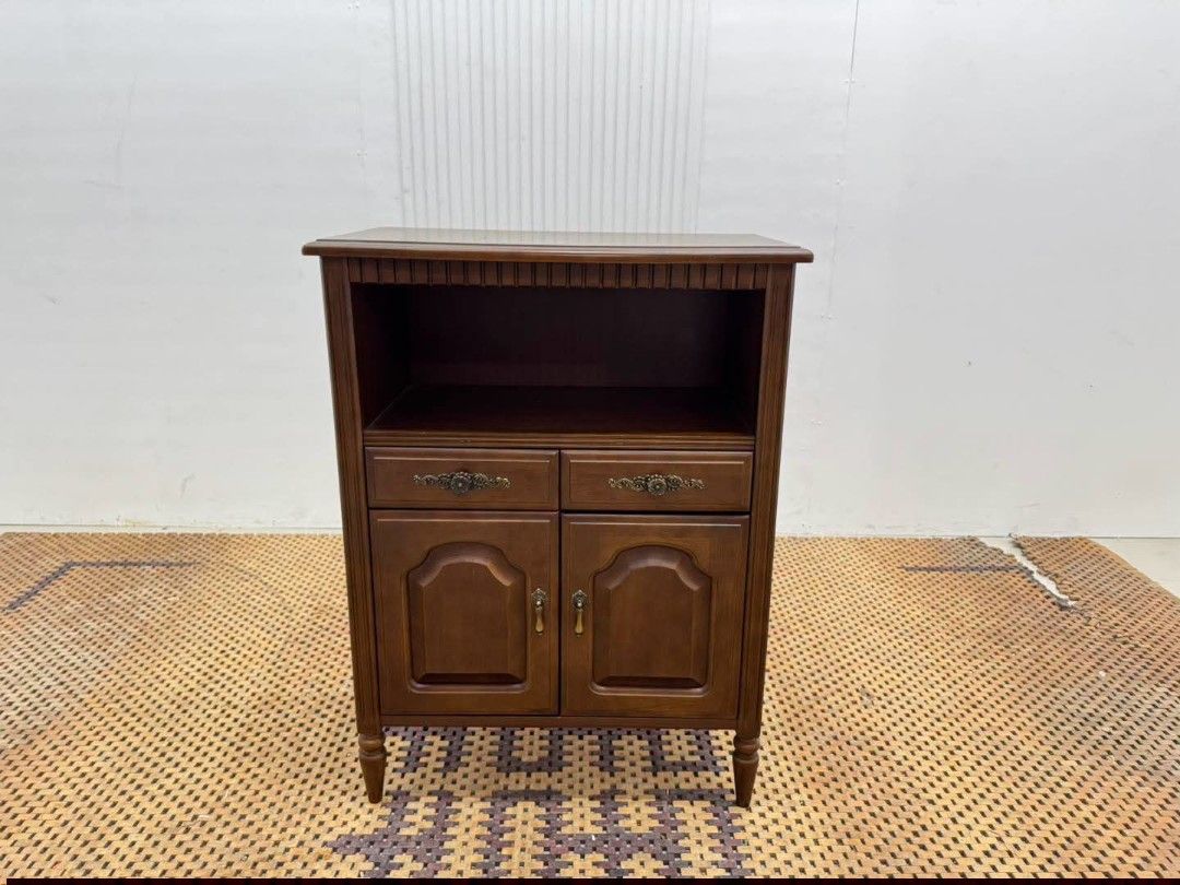 Storage Cabinet (Category: Shelves, Cabinets & Racks) located in Meycauayan. Submitted by marygracecasimiro (Listing ID 1462091814, Image 1). Description: Classic Wooden Storage Cabinet with 2 Drawers & 2 Doors Price: 8,900 L25.5 x W13.5 x H34 In good condition💜💜 The open upper shelf makes it especially suitable as a display/storage cabinet, buffet cabinet, or living-room storage cabinet..