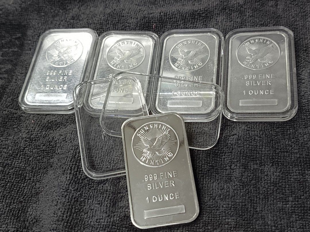 Sunshine Mint 1 Troy oz Silver Bar - 5pcs Available (Category: Currency) located in Quezon City. Submitted by Coiners (Listing ID 1462213761, Image 1). Description: 5500 each.