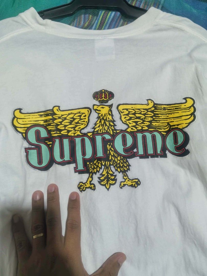 Supreme celeste eagle tshirt (Category: Tshirts & Polo Shirts ) located in Daet. Submitted by thriftnidiegz (Listing ID 1462190638, Image 3). Description: almost brandnew condition no issue no crack print L-25.5 W-19.5.