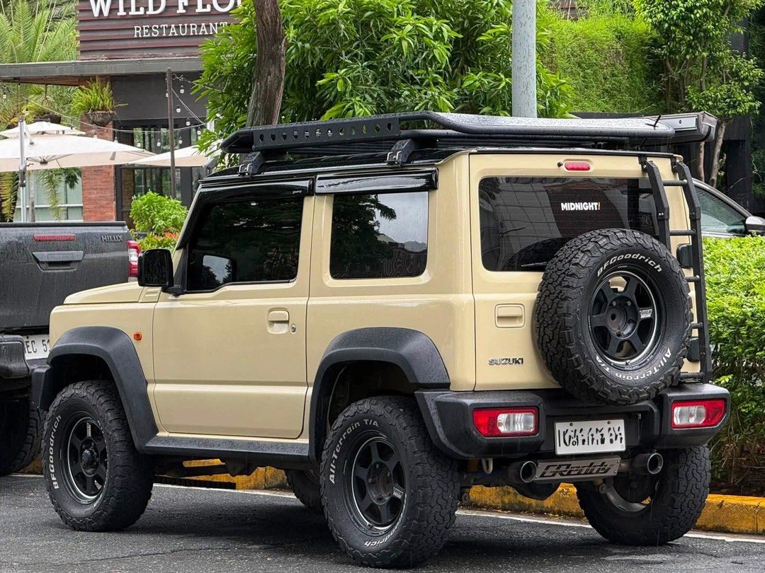 Suzuki Jimny Glx 4x4 Auto (Category: Used Cars) located in Manila. Submitted by kachomii (Listing ID 1459584164, Image 1). Description: SUZUKI JIMNY 2022 GLX A/T LOADED Discontinued RAYS TE37 Extreme (5 pcs) 5pcs BF Goodrich tires AFN Front Bumper ARB Awning ARB Roof Rack ARB Ladder Dobinsons Suspension Hardrace Panhard Greddy Dual-Tip Exhaust Shadow Throttle Controller Android head unit with reverse cam First owned Complete documents Worth 500k 