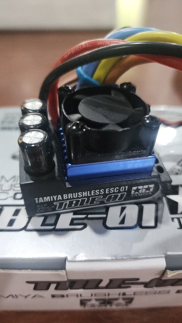 Tamiya Brushless ESC 01 Electronic Speed Controller w/ Fan (Category: Remote Control Toys) located in Taguig. Submitted by RJR888 (Listing ID 1462096879, Image 1). Description: - TBLE-01 - Tamiya Brushless ESC 01 - Includes cooling fan - Neatly bundled wires - Ready for RC car builds - Please check photos for condition.