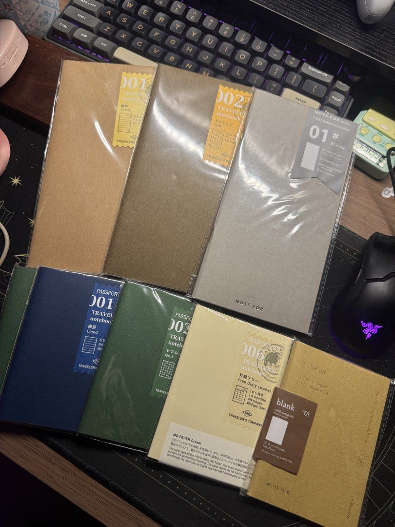 Traveler’s Notebook refills (Category: Other Stationery & Craft) located in Makati City. Submitted by jessemoon (Listing ID 1462179160, Image 1). Description: Decluttering BN TN passport & standard refills: PASSPORT: 2 grid - 150 ea 1 lined - 150 1 free diary (monthly) - 200 Oh!some blank refill - 50 (free for 3 orders up) Standard: 1 lined - 185 1 grid - 185 Oh!some blank refill - 60 (free for 3 orders up) All brand new & bought from scribe/jp p