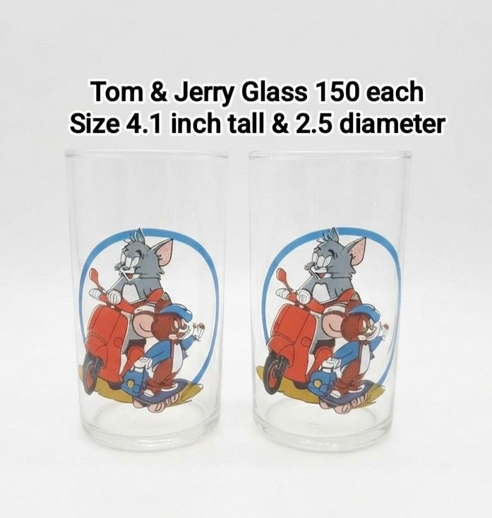Tom & Jerry Glass (Category: Other Kitchenware & Tableware) located in Binan City. Submitted by mayjhe (Listing ID 1462048481, Image 1). Description: 💟 For Sale 💟 🌸 Tom & Jerry 🍀 Glasses 📍 Condition: Good 💰 Price is 150.00 each 🇵🇭 Location Biñan Laguna 🛵 Courier J&T and Lalamove 📋 Shipping by Thursday 📍 NO COD, COP, CHECKOUT 📌 All items are carefully packed and labeled with Fragile stickers for breakable goods. However, once the packa