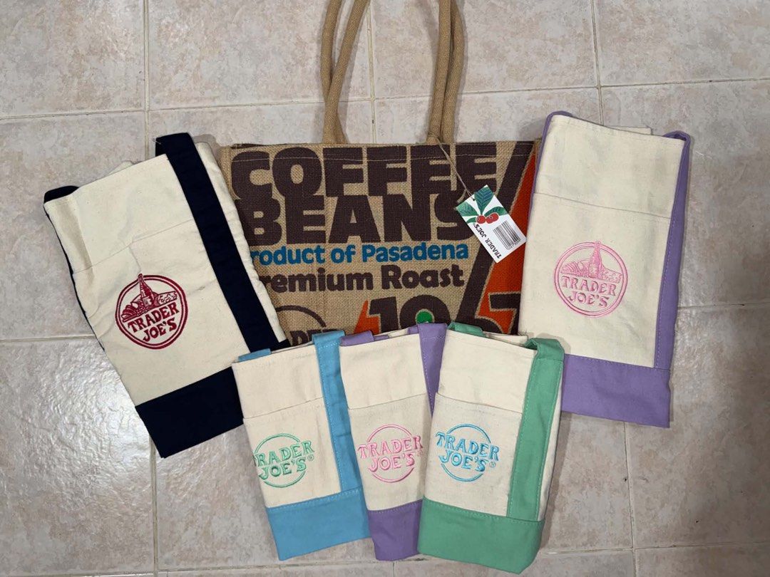 Trader Joe's Tote Bag & Canvas Totes Bundle (Category: Tote Bags) located in Manila. Submitted by aloysiusla86207 (Listing ID 1462144490, Image 1). Description: Trader Joe's Tote Bags Big - 500 (SOLD) Small - 300 (SOLD) Jute bag (Brown) - 1,200.