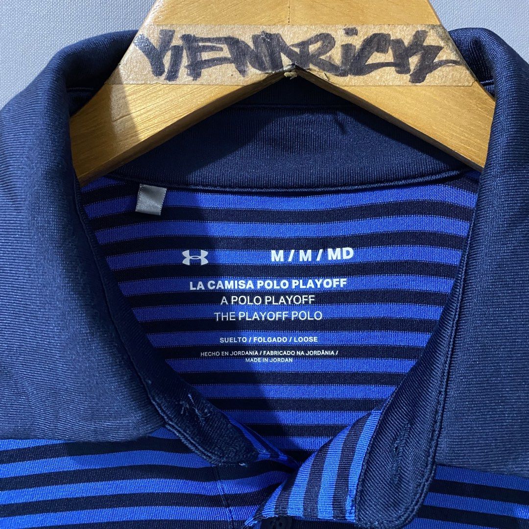 Under Armour Playoff 2.0 Poloshirt (Category: Tshirts & Polo Shirts ) located in Makati City. Submitted by kendrickstuffs (Listing ID 1462219195, Image 3). Description: Under Armour Playoff 2.0 Poloshirt HeatGear Oxford Blue Stripes Medium ontags 21' width pit to pit 29' length No issue Verygood condition 950 only.