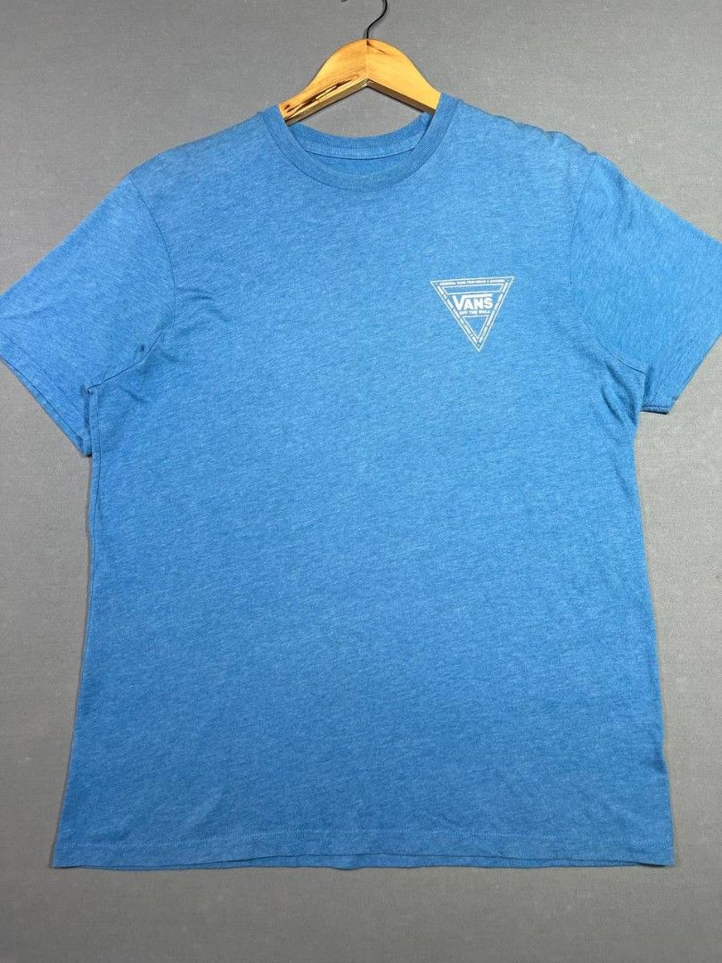 Vans T-Shirt Blue Large (Category: Tshirts & Polo Shirts ) located in Surigao. Submitted by lyn.thrift_shop (Listing ID 1462075362, Image 1). Description: - Blue Vans T-shirt - Size: Large width 22 length 28 - Excellent condition - Color rate 9.5/10 - Issue: Minimal hairline .
