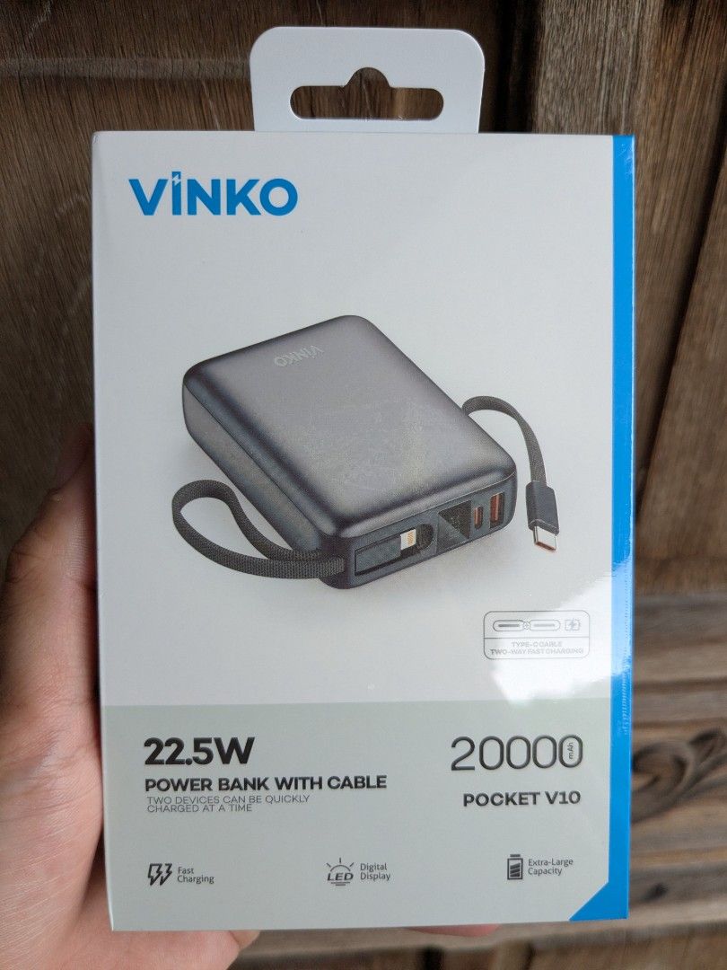 VINKO Power Bank (CCC certified) (Category: Chargers) located in Quezon City. Submitted by joewack (Listing ID 1462098288, Image 1). Description: (CCC certified) VINKO Power Bank 10,000mAh - 800 20,000mAh - 1,100 original brand new sealed loc Quezon City shipping Lalamove Grab LBC cod/gcash/maya.
