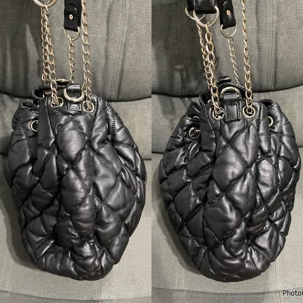 Vintage CC Bubble Bucket Hobo (Category: Shoulder Bags) located in Quezon City. Submitted by luxxechic (Listing ID 1462151392, Image 3). Description: pure leather with holo sticker code no issue actual photo posted japan preloved mop: gcash.