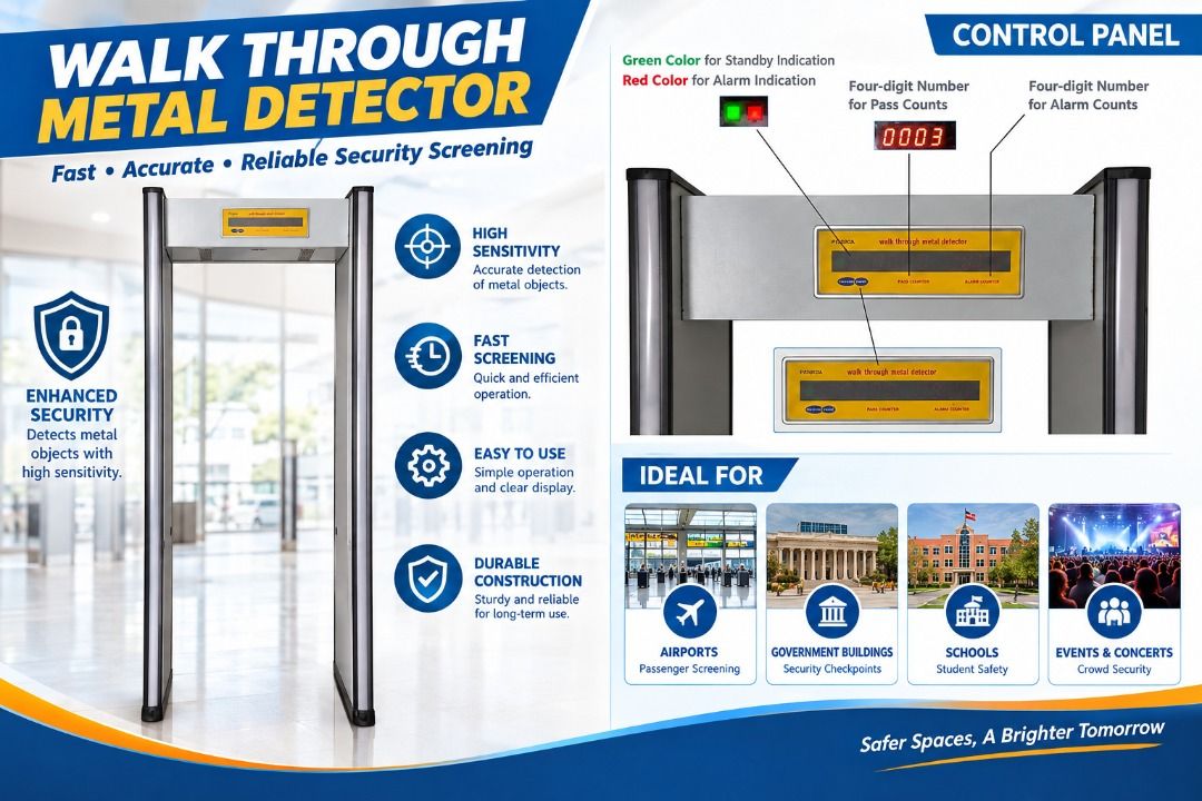 Walk Through Metal Detector 6 zone (Category: Other Security Devices) located in Quezon City. Submitted by lhanex (Listing ID 1461607158, Image 1). Description: Type: security protection products, baggage scanner, walk through metal detector, Industrial Metal Detectors Security, Electronic Measuring Instruments Feature Durable, Remote Control, waterproof, LCD Screen, weatherproof, outdoor, body screening Size (H)223 *(W)88 *(D)63cm Single package