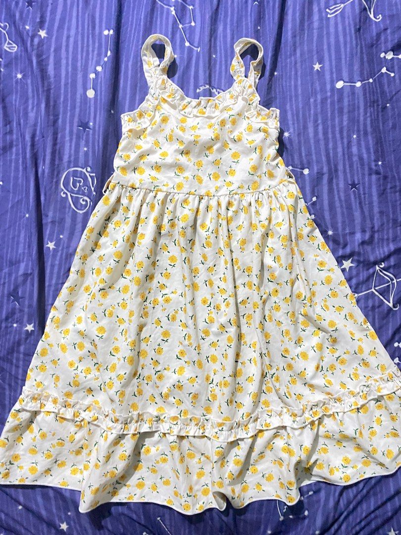 White Floral Print Ruffle Strap Dress (Category: Babies & Kids Fashion) located in Manila. Submitted by imnoturgirl (Listing ID 1462089405, Image 1). Description: 7-9 y/o Shein.