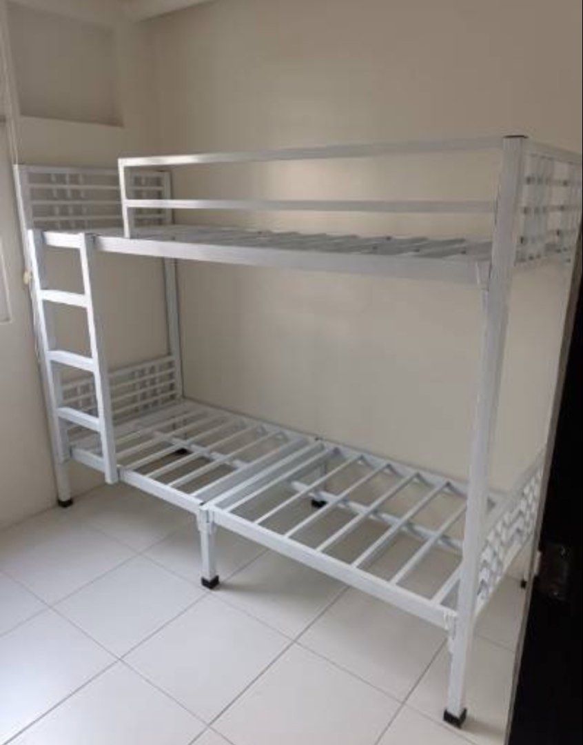 White Metal Double Deck Frame (Category: Bed Frames & Mattresses) located in Manila. Submitted by granddragon23 (Listing ID 1462108962, Image 3). Description: 📌 Brand new Semi Single Double Bed Frame.. 📌 Size : 30x30 📌 Metal Thick Frame 📌 Price : 5.5k each.. 3 Sets Available.