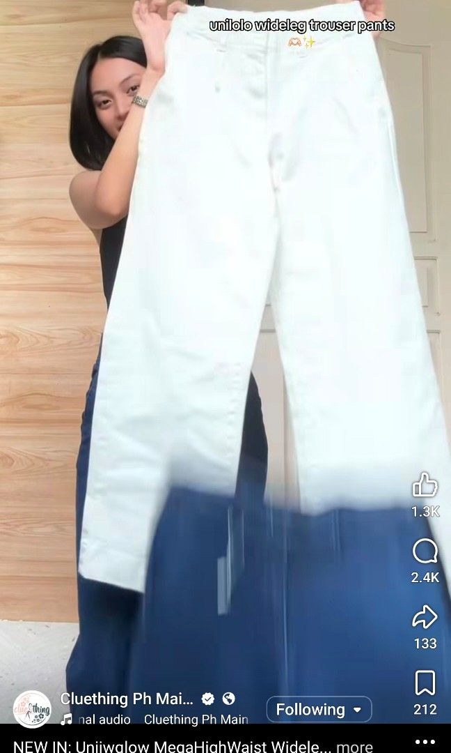 Wide trouser white (Category: Jeans) located in Bacoor. Submitted by sayd17 (Listing ID 1462211892, Image 3). Description: bought this online size 34 waist ayun malaki po pla.