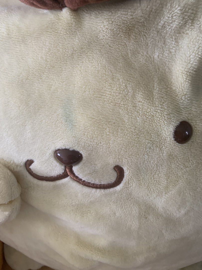 [WITH FREEBIES, READ DESCRIPTION] HUGGABLE 16” POMPOMPURIN PLUSHIE STUFFED TOY (Category: Plushies & Soft Toys) located in Antipolo. Submitted by zerokive (Listing ID 1440839184, Image 3). Description: - big and fluffy - chunky - huggable flaw: need wash stains and loose thread on pompom’s hat freebies: pink kitten t shirt and pompom headband two pcs LAST PRICE mop: gcash mod: lalamove, j&t, flash Location: Antipolo City.