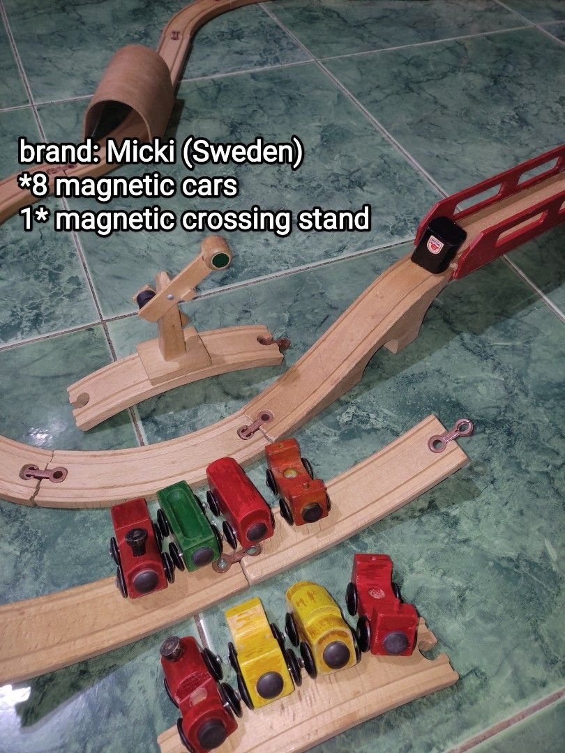 Wooden train set (Category: Kids Toys) located in Cainta. Submitted by allauthenticbymj (Listing ID 1462064063, Image 2). Description: Brand: Micki Wooden train set With magnetic train cars Take all 950 buyer shoulders sf Location: Cainta.