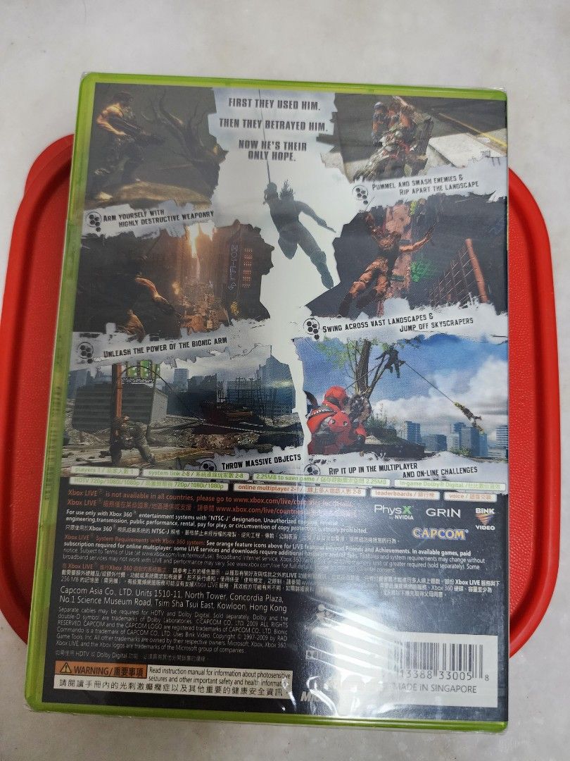 X360 bionic commando (Category: Xbox) located in Singapore. Submitted by sing8888_mc (Listing ID 1462158402, Image 2). Description: Brand new. BNIB. X360 game..