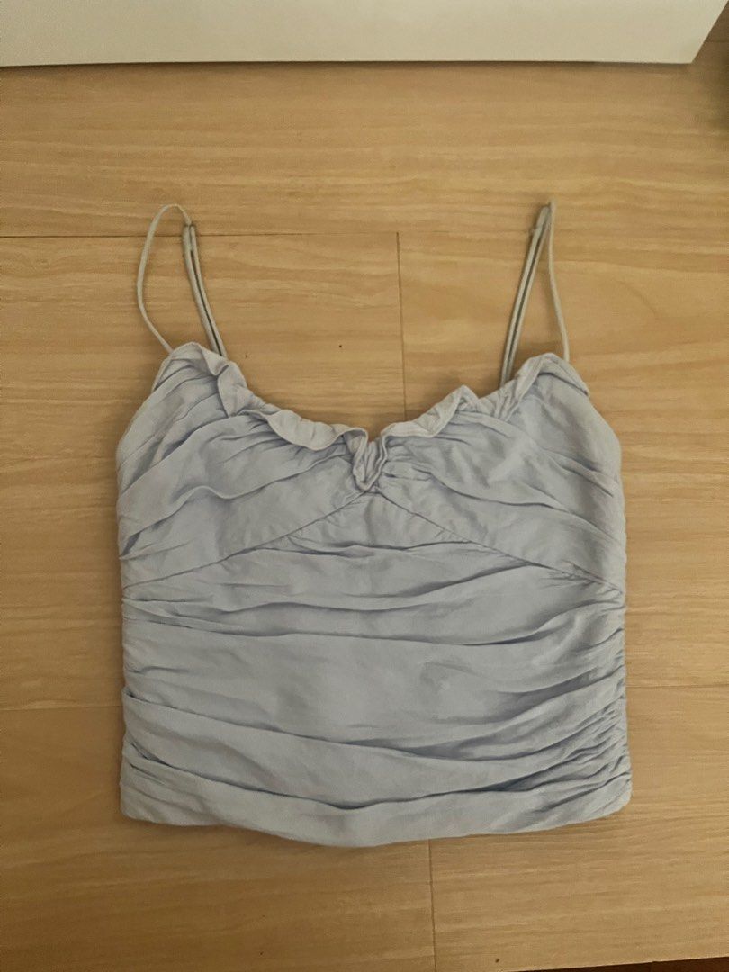 Zara Blue Ruched Strappy Top (Category: Sleeveless) located in Pasig City. Submitted by _spicywingss (Listing ID 1462038985, Image 1). Description: .