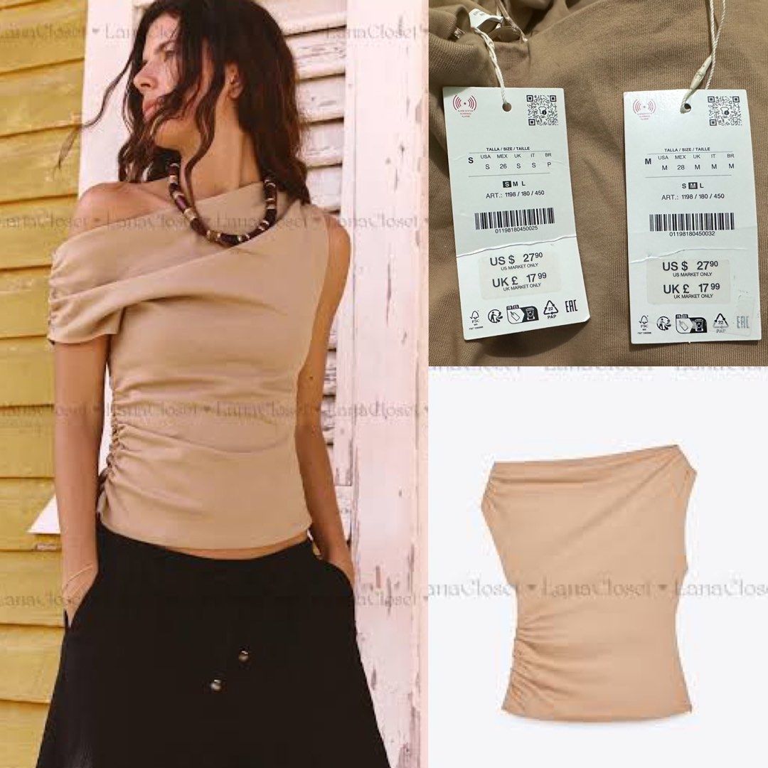 ZARA Draped Top (Category: Others Tops) located in Manila. Submitted by ccollection_ (Listing ID 1462114572, Image 1). Description: Available size on Tag: Small Medium.