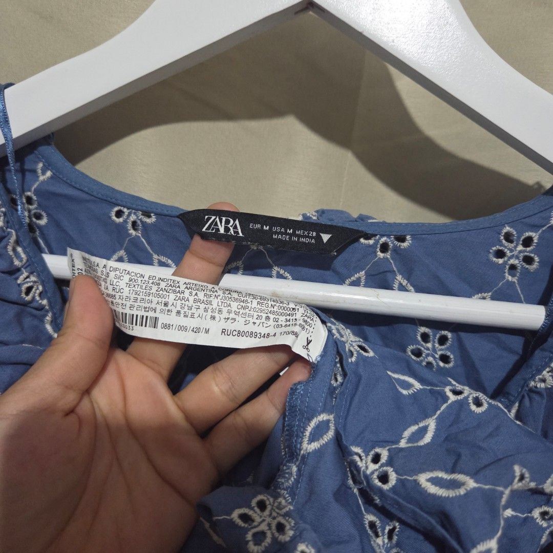 ZARA EYELET TOP (Category: Blouses) located in Santiago. Submitted by fromboxes (Listing ID 1462167302, Image 3). Description: Like new Ships thru J&T Isabela North Luzon Shipping Nationwide No rush shipping 😊😊.
