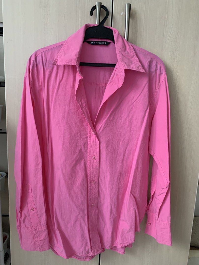Zara oversized shirt Pink (Category: Longsleeves) located in Mandaluyong City. Submitted by shopwithme08 (Listing ID 1462090532, Image 1). Description: .