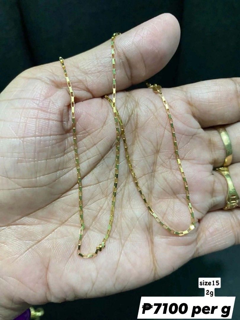 18K Saudi Gold Subasta Items (Category: Necklaces) located in Caloocan City. Submitted by cheskhaionlinestore2.0 (Listing ID 1462301256, Image 2). Description: SUBASTA ITEMS 🪙 18K Saudi Gold Pawnable 💯 ₱7100-₱7150 PER G PAUNAHAN NA LANG MGA MII GOOD AS NEW🥰 PAYMENT 1ST 🥰.