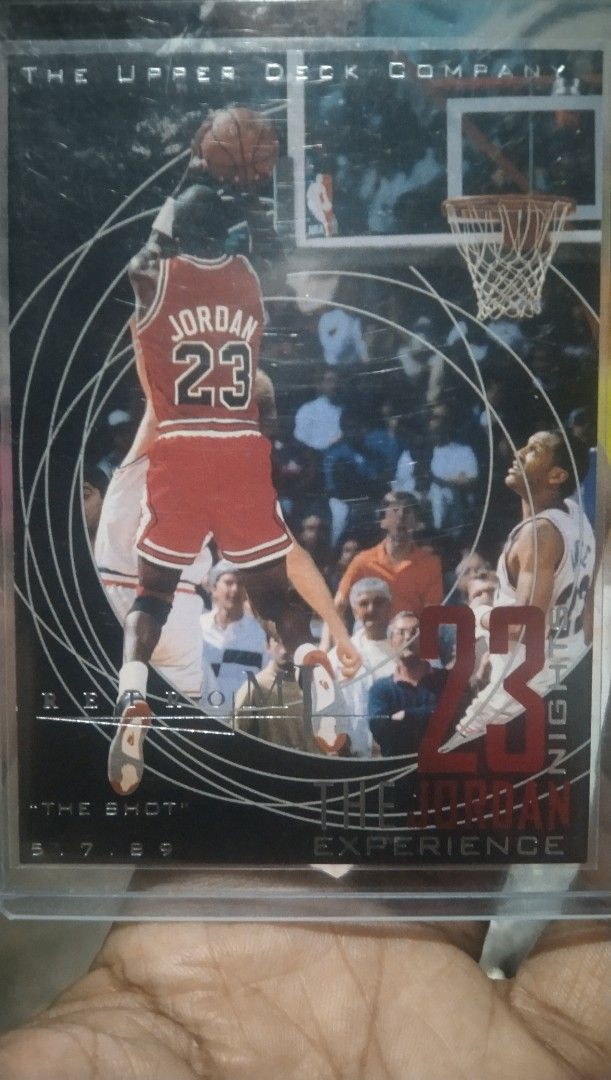 1997 Upper Deck Michael Jordan "The Shot" Card (Category: Vintage Collectibles) located in Pasig City. Submitted by grodskiee (Listing ID 1462370421, Image 1). Description: - 1997 Upper Deck Michael Jordan Card - From the 'Jordan Experience' Set - Features 'The Shot' - Excellent collectible for Michael Jordan fans - Card is in a protective sleeve - Own a piece of basketball history!.