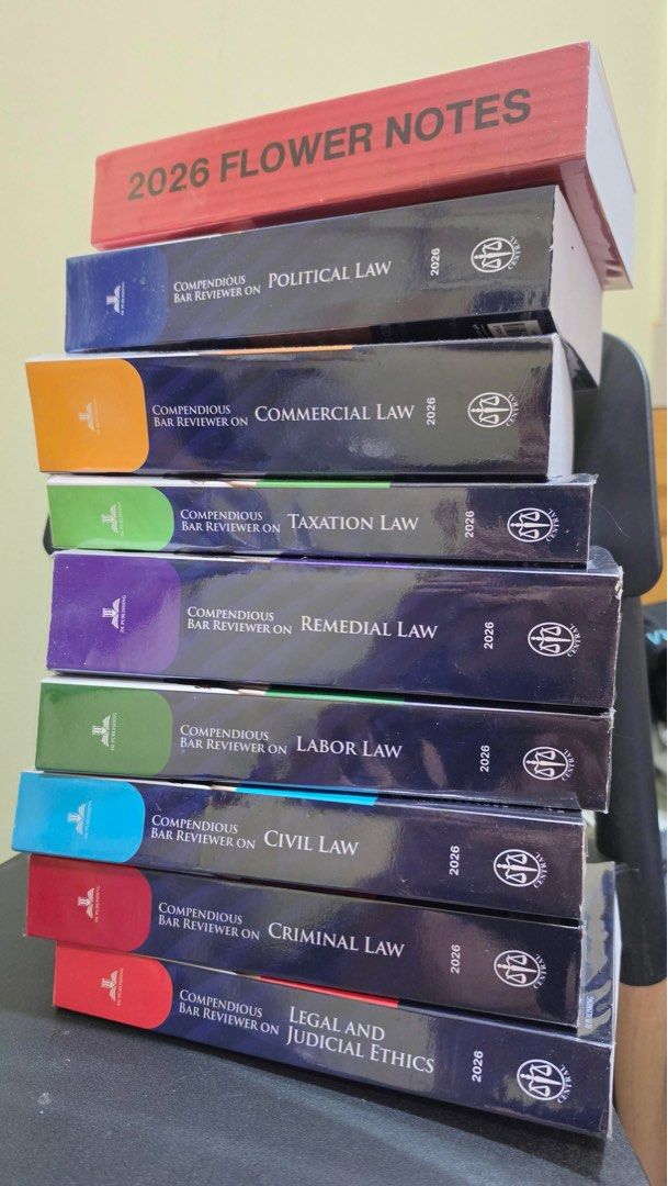 2026 Compendious Bar Reviewer Set / Individual + 2026 Flower Notes (Category: Textbooks) located in Manila. Submitted by siliconie (Listing ID 1462345722, Image 1). Description: 1. 2026 Flower Notes - 1300 2. 2026 Compedious Bar Reviewer Political Law (No markings) - 1500 3. 2026 Compedious Bar Reviewer Commercial Law- 1000 4. 2026 Compedious Bar Reviewer Taxation Law- 750 5. 2026 Compedious Bar Reviewer Remedial Law- 1300 6. 2026 Compedious Bar 