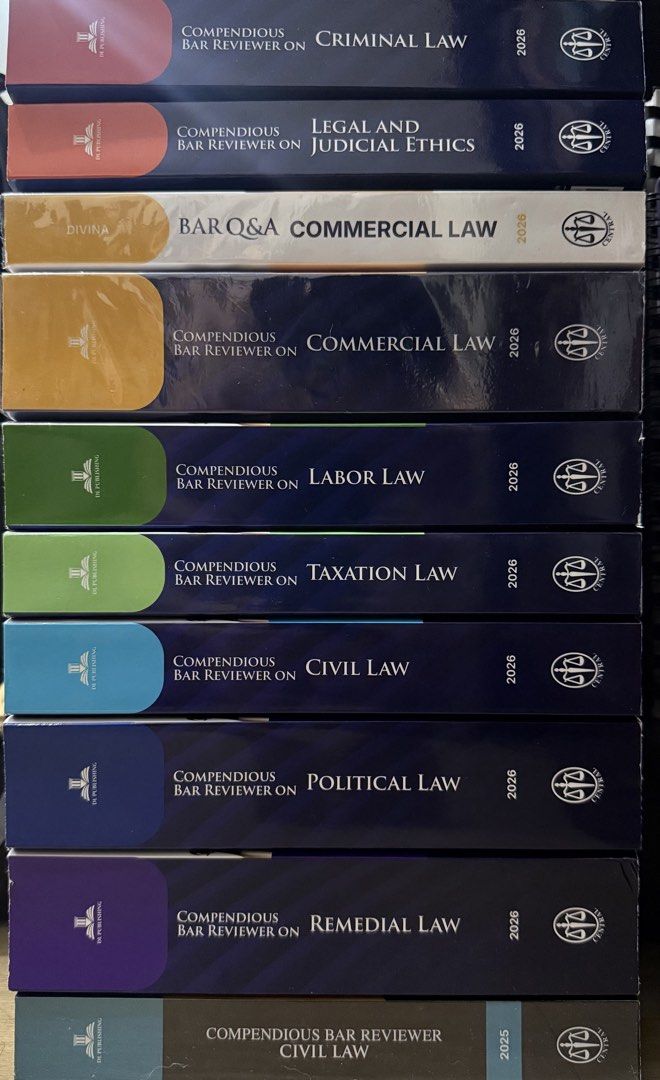 2026 Compendious Bar Reviewer Complete Set (Category: Textbooks) located in Mandaluyong City. Submitted by anything.goes. (Listing ID 1462422902, Image 1). Description: 2026 Divina Compendious Bar Reviewer Complete Set Note: ALL BRAND NEW EXCEPT Commercial Law and Remedial Law which have minimum highlights. Additional: + 2026 Bar Q&A + 2025 Divina Compendious | Civil Law .