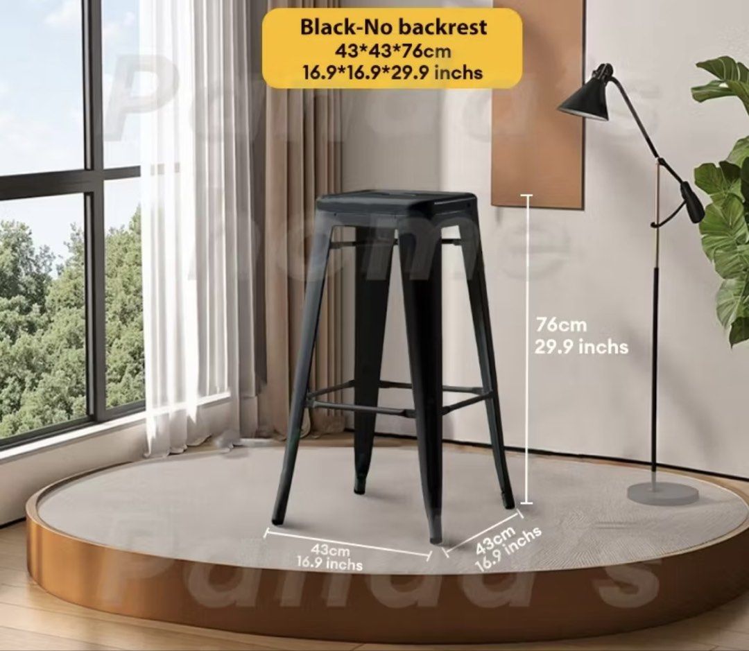 2 Metal Bar Stool as pack (Category: Chairs) located in Quezon City. Submitted by vertow (Listing ID 1462360618, Image 3). Description: 2pcs Never been used: unfit on out bar Selling as pack 2,500 fixed - Sleek white and black metal bar stool - Backless design - Square seat with convenient handle cutout - Angled legs for enhanced stability - Height: 76cm - Ideal for kitchen counters and bar areas - Durable and built to last.