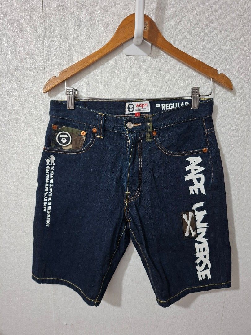 Aape denim jorte (Category: Shorts) located in Cavite. Submitted by labbudds20 (Listing ID 1462325503, Image 2). Description: aape by a bathing jorts size small waistline 30 to 31 length 18.5 inches leg opening 9 inches excellent to new condition see pictures for details.