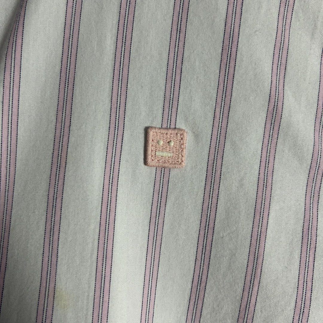 Acne Studios - Stripe Button Down Longsleeve (Category: Luxury Apparel) located in Tayabas. Submitted by streetdepartment (Listing ID 1462267485, Image 3). Description: Acne Studios - Stripe Button Down Longsleeve Measurements (inches): Width: 22.5” Length: 25.5 & 28” Tagged as Small Very good condition Flaw/s: yellow stains .