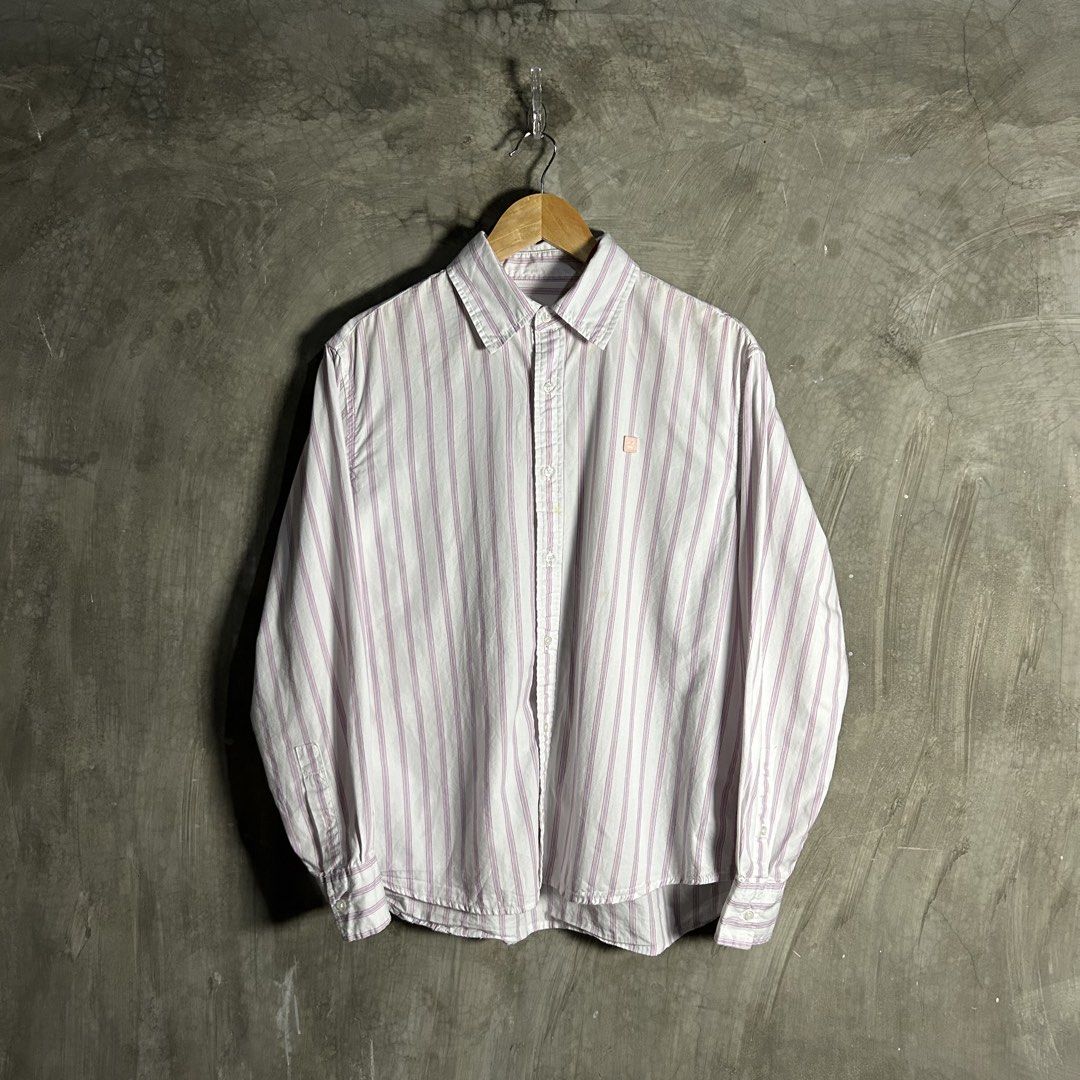 Acne Studios - Stripe Button Down Longsleeve (Category: Luxury Apparel) located in Tayabas. Submitted by streetdepartment (Listing ID 1462267485, Image 1). Description: Acne Studios - Stripe Button Down Longsleeve Measurements (inches): Width: 22.5” Length: 25.5 & 28” Tagged as Small Very good condition Flaw/s: yellow stains .