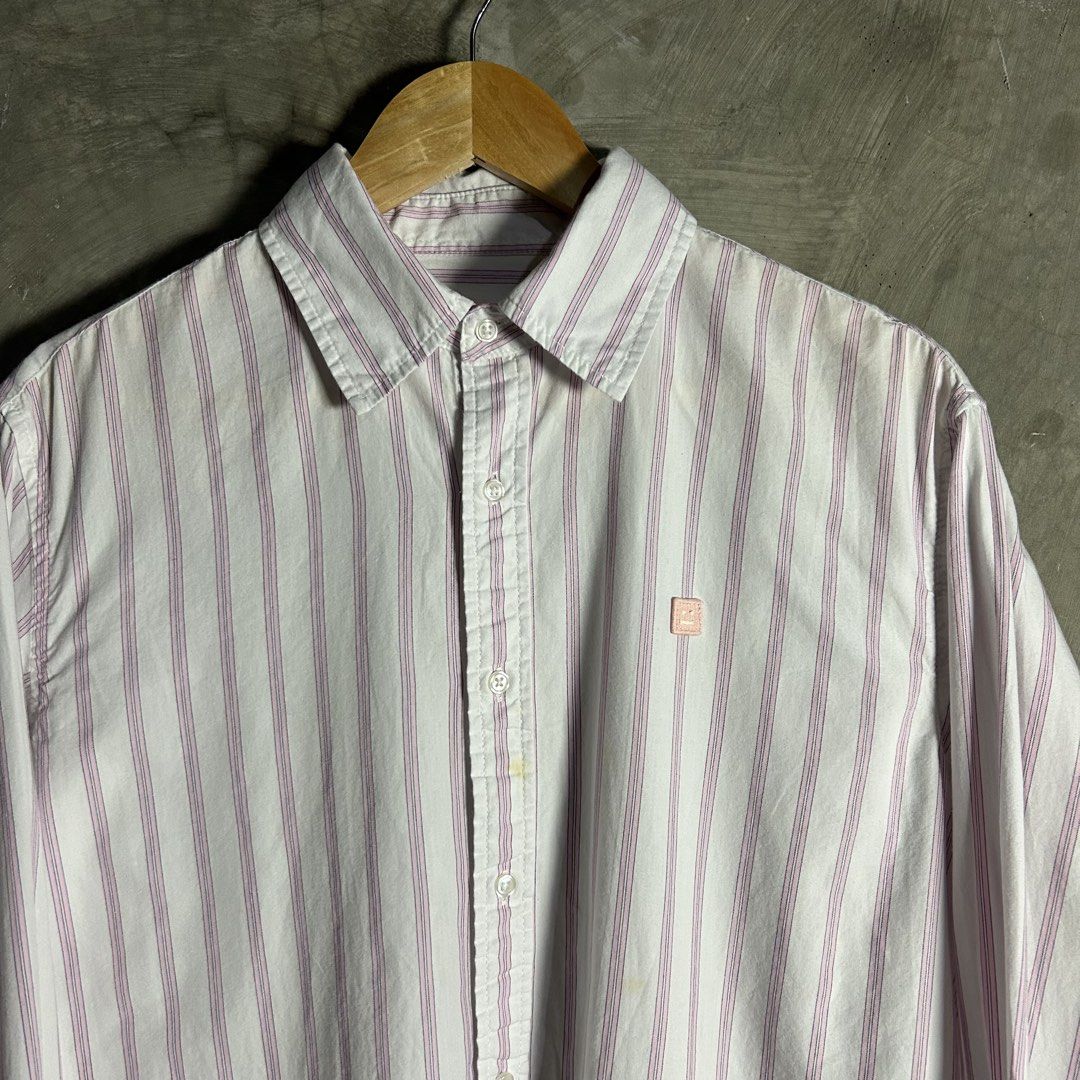 Acne Studios - Stripe Button Down Longsleeve (Category: Luxury Apparel) located in Tayabas. Submitted by streetdepartment (Listing ID 1462267485, Image 2). Description: Acne Studios - Stripe Button Down Longsleeve Measurements (inches): Width: 22.5” Length: 25.5 & 28” Tagged as Small Very good condition Flaw/s: yellow stains .