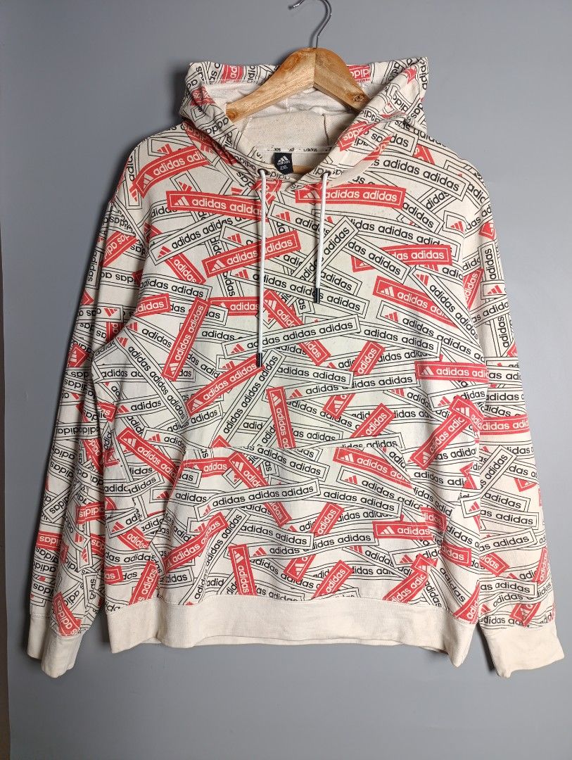 Adidas All Over Print Hoodie (Category: Hoodies) located in Magalang. Submitted by acethriftonlineshop (Listing ID 1462432256, Image 1). Description: Adidas All Over Print (AOP) Pull Over Hoodie White Dimension: 21 x 27 Size: L Price: 499.