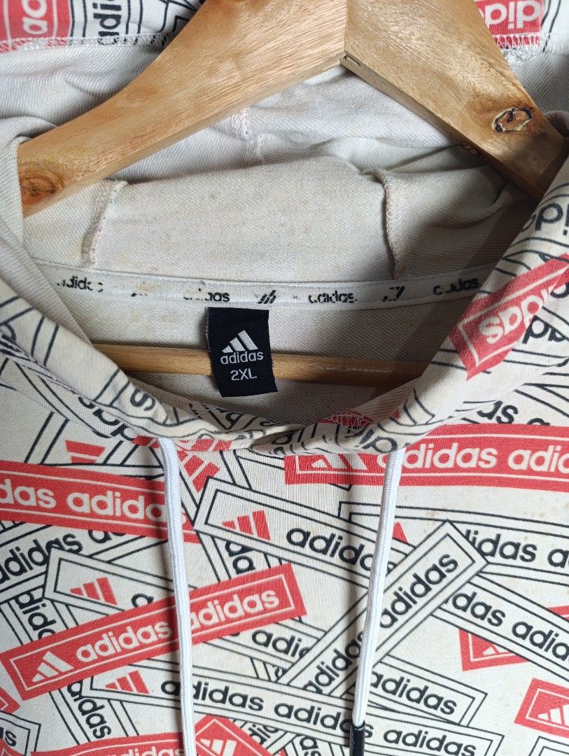 Adidas All Over Print Hoodie (Category: Hoodies) located in Magalang. Submitted by acethriftonlineshop (Listing ID 1462432256, Image 2). Description: Adidas All Over Print (AOP) Pull Over Hoodie White Dimension: 21 x 27 Size: L Price: 499.