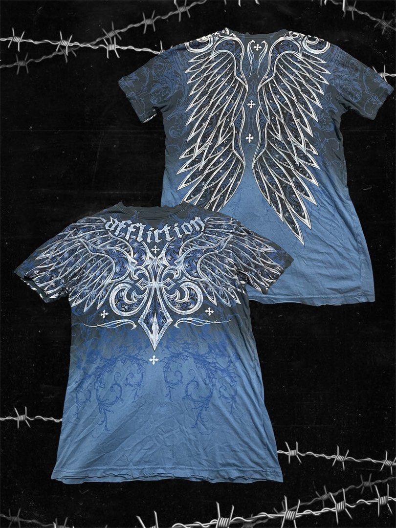 AFFLICTION tee (Category: Tshirts & Polo Shirts ) located in Rizal. Submitted by _yurithrift (Listing ID 1462426569, Image 1). Description: AFFLICTION tee Width: 21.5 Lenght: 30 Issue: last slide .