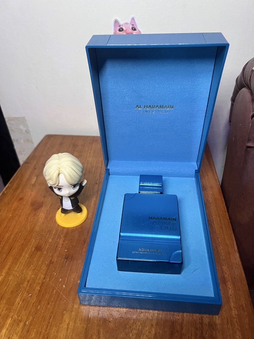 Al Haramain Amber Oud Aqua Dubai 75 ml (Category: Fragrance & Deodorants) located in Manila. Submitted by matiralexi49347 (Listing ID 1462332585, Image 1). Description: - Al Haramain Amber Oud Aqua Dubai - Extrait de Parfum - 75 ml / 2.5 fl oz - Original blue presentation box included - Sleek metallic blue bottle - Highly praised scent.