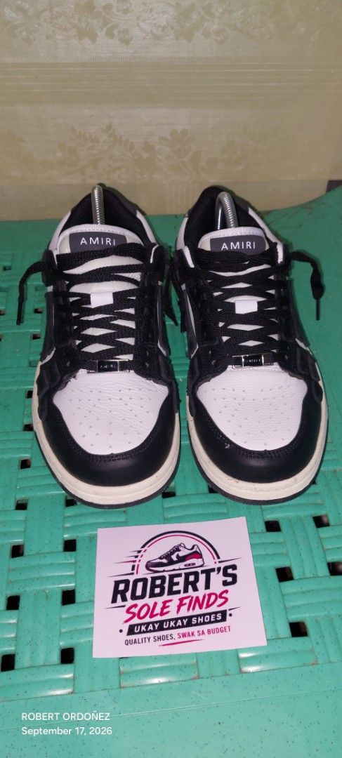 AMIRI Black and White Leather Sneakers (Category: Sneakers) located in Candelaria. Submitted by RHOBZ29 (Listing ID 1462395335, Image 1). Description: - Brand: AMIRI - Color: Black and White - Material: Leather - Closure: Lace-up - Style: Classic low-top, great for casual wear UKAY SOURCE ONLY .
