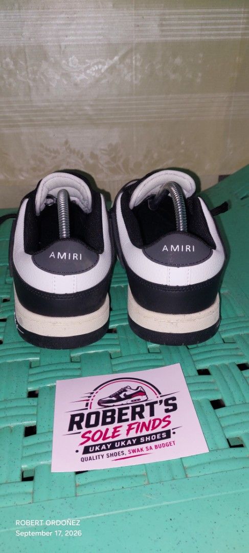 AMIRI Black and White Leather Sneakers (Category: Sneakers) located in Candelaria. Submitted by RHOBZ29 (Listing ID 1462395335, Image 2). Description: - Brand: AMIRI - Color: Black and White - Material: Leather - Closure: Lace-up - Style: Classic low-top, great for casual wear UKAY SOURCE ONLY .