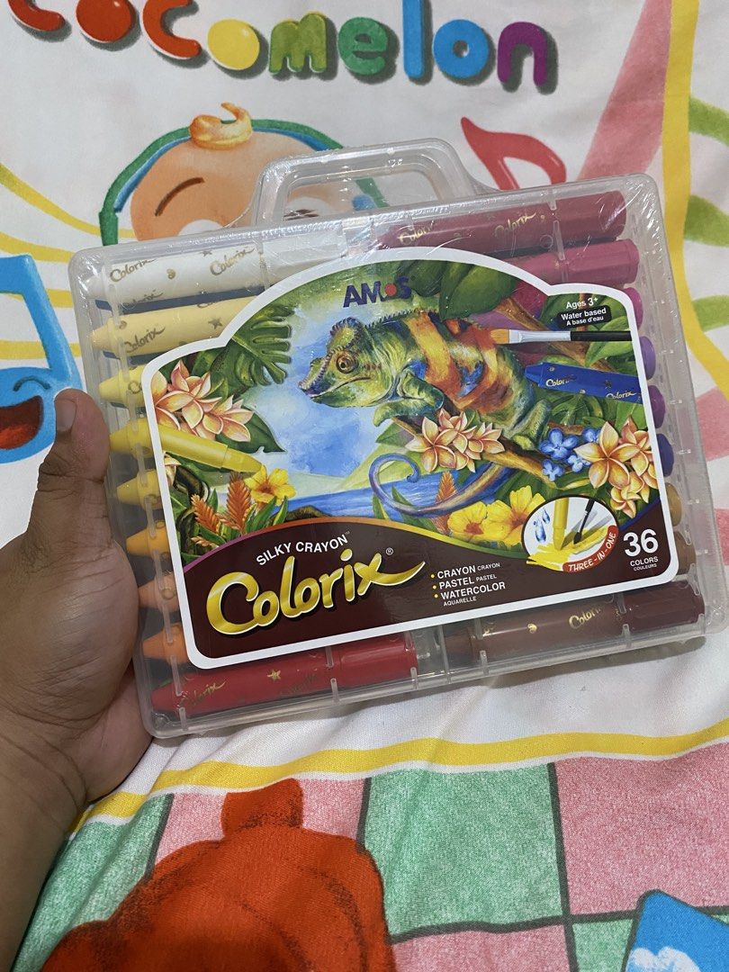 AMOS Colorix Silky Crayon 36-color set (Category: Stationery & School Supplies) located in Urdaneta. Submitted by prelovedandfound (Listing ID 1462280324, Image 1). Description: AMOS Colorix Silky Crayon 36-color set in a clear plastic case. Made in Korea Brandnew and selaed Ship via lbc cod/cop with dp Location: Urdaneta Pangasinan .