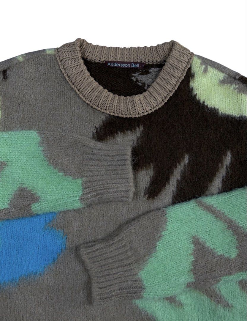 Andersson Bell Abstract Print Knit Sweater Size M (Category: Activewear) located in Zamboanga. Submitted by nurhosinna77344 (Listing ID 1462321686, Image 2). Description: - Andersson Bell knit sweater - Abstract print with brown, green, and blue tones - Crewneck style - Ribbed cuffs and hem - Made in Korea - Size M.