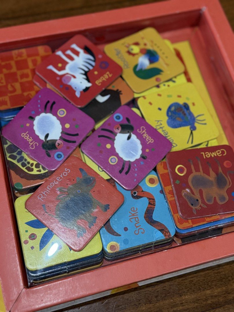 Animal Baths Book & Matching Game Set by Bob Barner (Category: Children's Books) located in San Juan City. Submitted by addieandmatty (Listing ID 1462284255, Image 3). Description: - Fun matching game perfect for little ones. - Includes a book about animals and bath time. - Features cute animal illustrations on cards (elephants, rhinos, toucans). - Great for learning and play. - Easy to learn with included instructions..